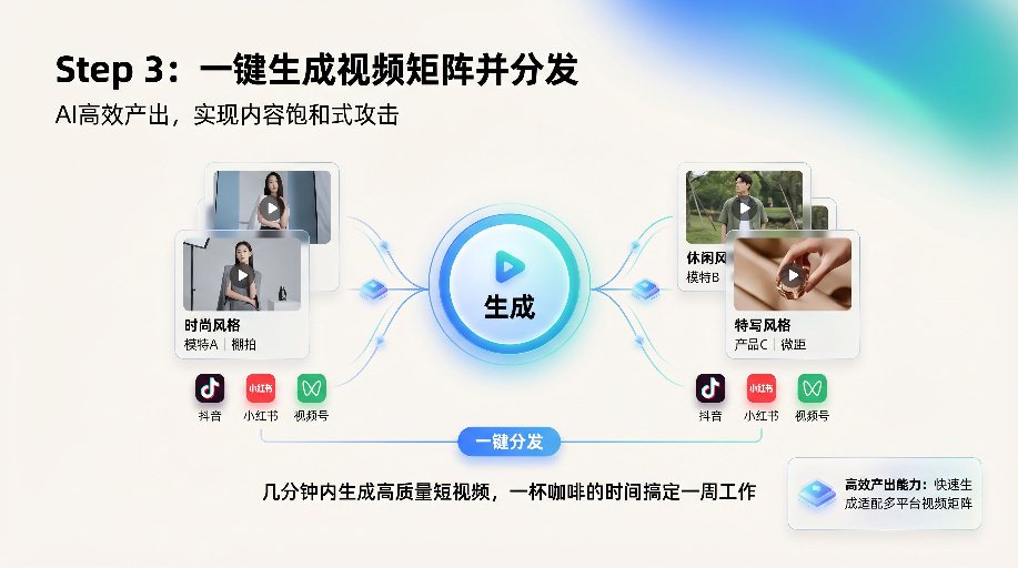 一键生成视频矩阵并分发示意